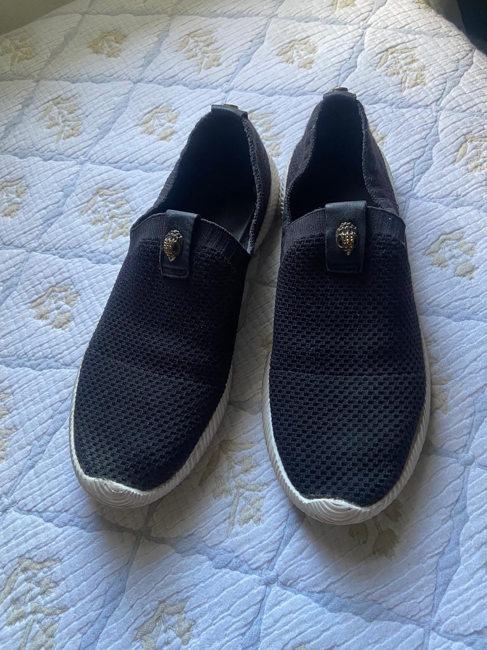 Kurt Geiger Black Slip-On Knit Sneakers with White Sole